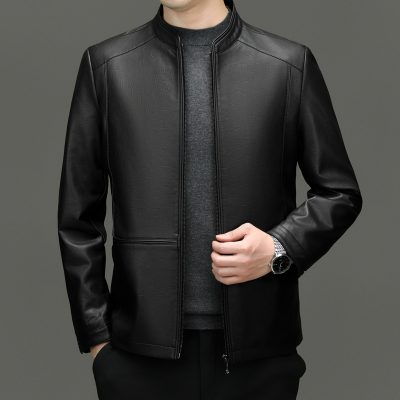 Áo da cừu cổ đứng AKD050 xám