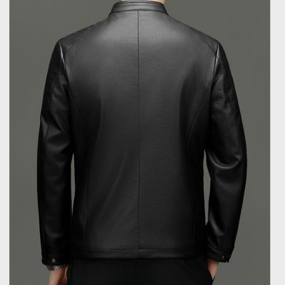 Áo da cừu cổ đứng AKD050 xám