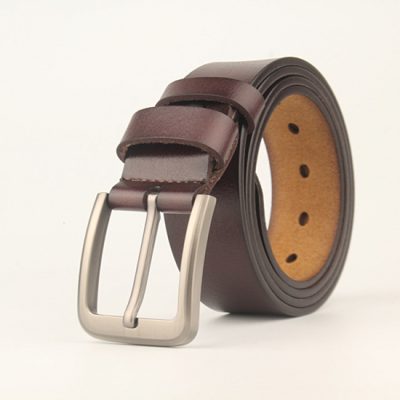 Dây Nịt Khóa Hợp Kim Nam Da Bò Thật Sang Trọng DND015 Khóa Số 7 Màu Đen