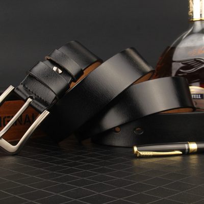 Dây Nịt Khóa Hợp Kim Nam Da Bò Thật Sang Trọng DND015 Khóa Số 7 Màu Đen