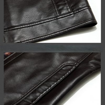 Áo Khoác Da Cừu Nam Cổ Đứng Cao Cấp AKD009 Đen Có Lót Lông