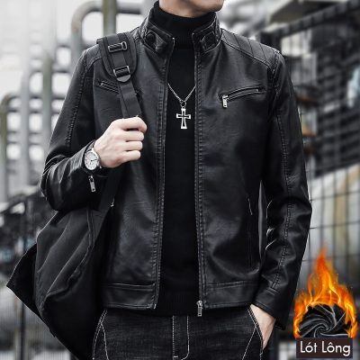 Áo Khoác Nam Da Cừu Thật 100% Phong Cách Năng Động Lịch Lãm BS3421AKD55 Đen