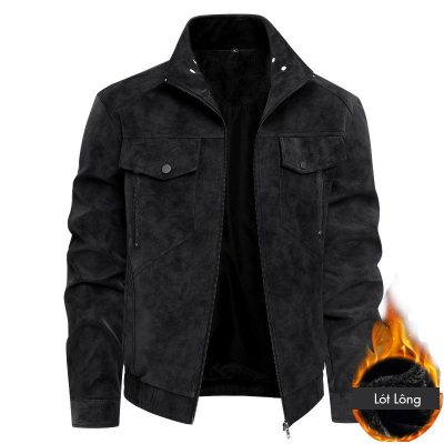Áo Khoác Da Nam Công Sở Cao Cấp Trẻ Trung BS3422AKD56 Đen Có Lót Lông