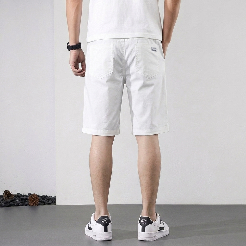 Quần Short Kaki Big Size Lưng Thun Co Giãn Navy BS2202 Trắng